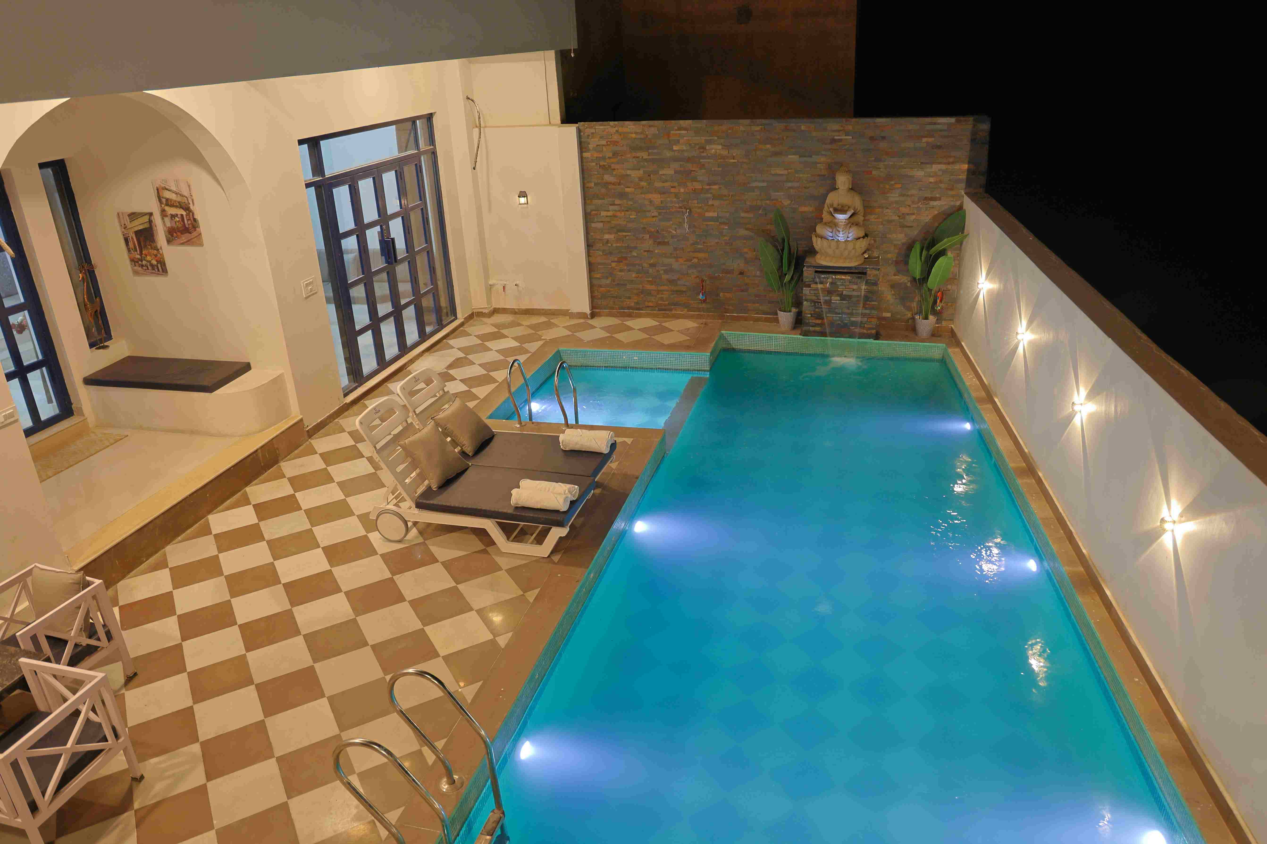 Private swimming pool area at Maple Roots Villa